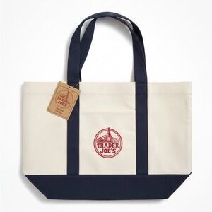 Trader Joe’s Canvas Tote Bag - Navy Blue, Heavy Duty Bag